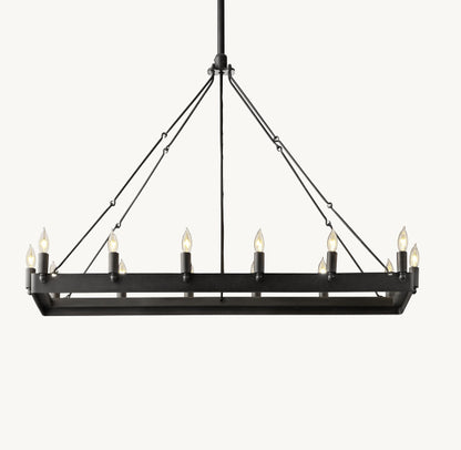 CAMINO VINTAGE CANDELABRA RECTANGULAR CHANDELIER 41"