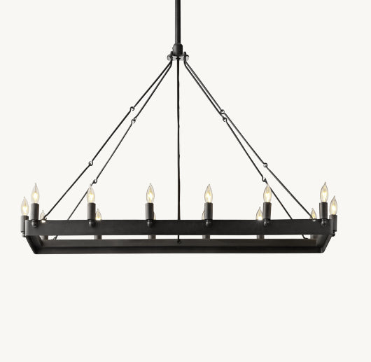 CAMINO VINTAGE CANDELABRA RECTANGULAR CHANDELIER 41"