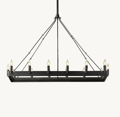 CAMINO VINTAGE CANDELABRA RECTANGULAR CHANDELIER 41"