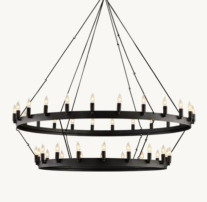 CAMINO VINTAGE CANDELABRA TWO-TIER CHANDELIER 50"