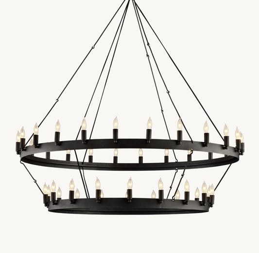 CAMINO VINTAGE CANDELABRA TWO-TIER CHANDELIER 50"