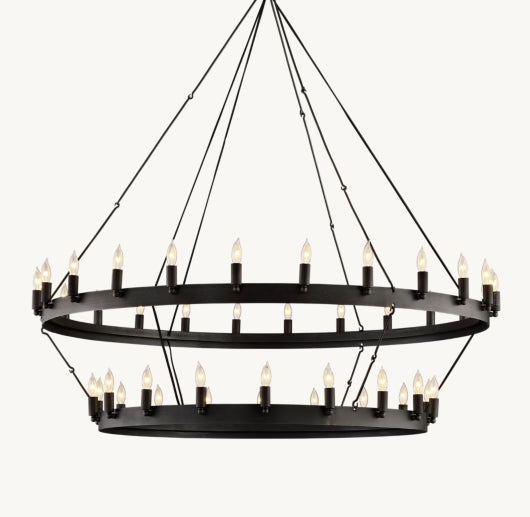 CAMINO VINTAGE CANDELABRA TWO-TIER CHANDELIER 50"