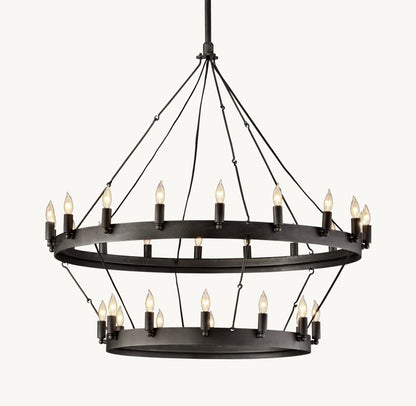 CAMINO VINTAGE CANDELABRA TWO-TIER CHANDELIER 38"