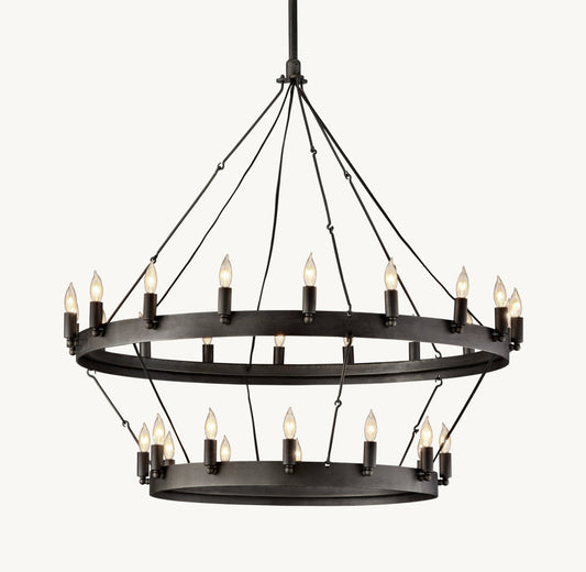 CAMINO VINTAGE CANDELABRA TWO-TIER CHANDELIER 38"