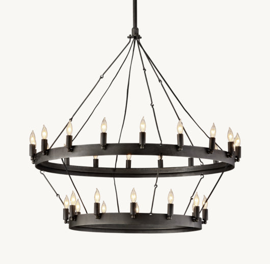 CAMINO VINTAGE CANDELABRA TWO-TIER CHANDELIER 38"
