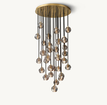 BOULE DE CRISTAL SMOKE GLASS ROUND CLUSTER CHANDELIER 30"