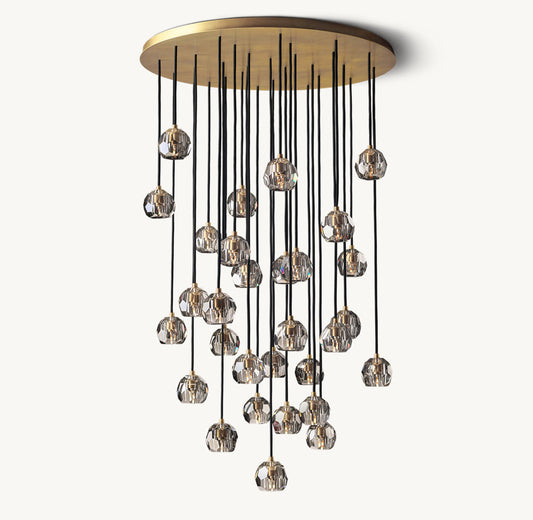 BOULE DE CRISTAL SMOKE GLASS ROUND CLUSTER CHANDELIER 40"