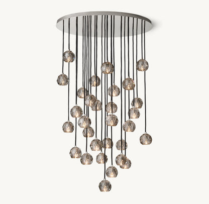 BOULE DE CRISTAL SMOKE GLASS ROUND CLUSTER CHANDELIER 40"