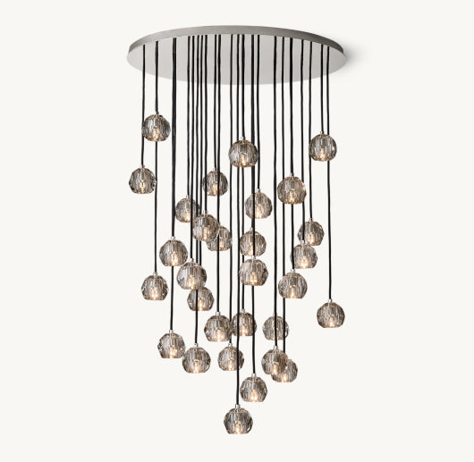 BOULE DE CRISTAL SMOKE GLASS ROUND CLUSTER CHANDELIER 40"