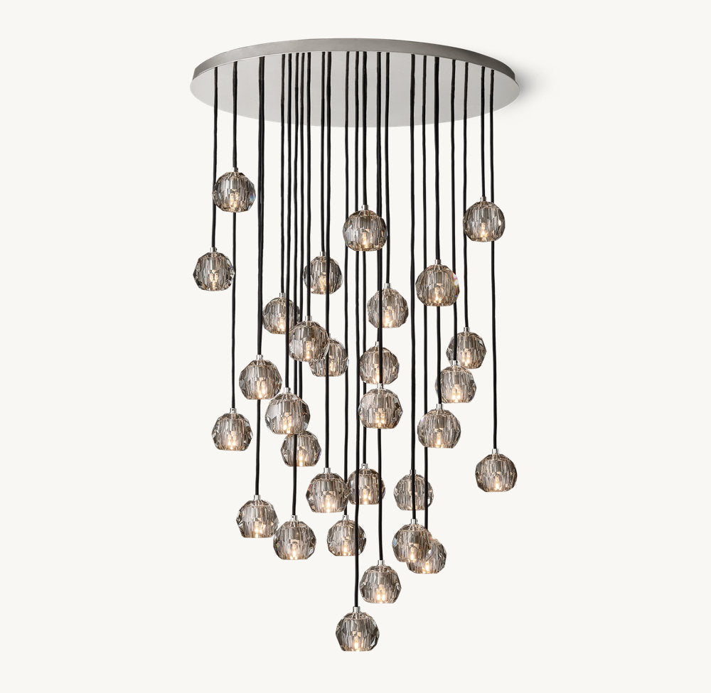 BOULE DE CRISTAL SMOKE GLASS ROUND CLUSTER CHANDELIER 40"