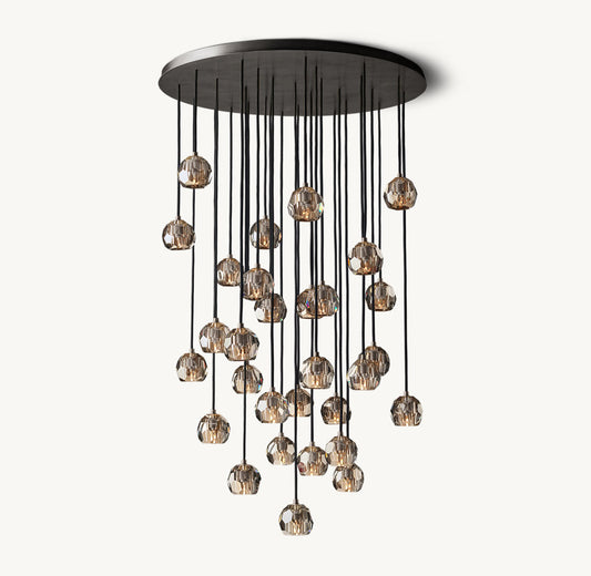 BOULE DE CRISTAL SMOKE GLASS ROUND CLUSTER CHANDELIER 40"