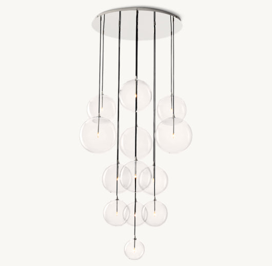 GLASS GLOBE MOBILE CLUSTER CHANDELIER 44"