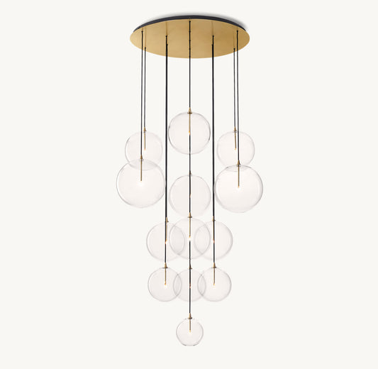 GLASS GLOBE MOBILE CLUSTER CHANDELIER 44"