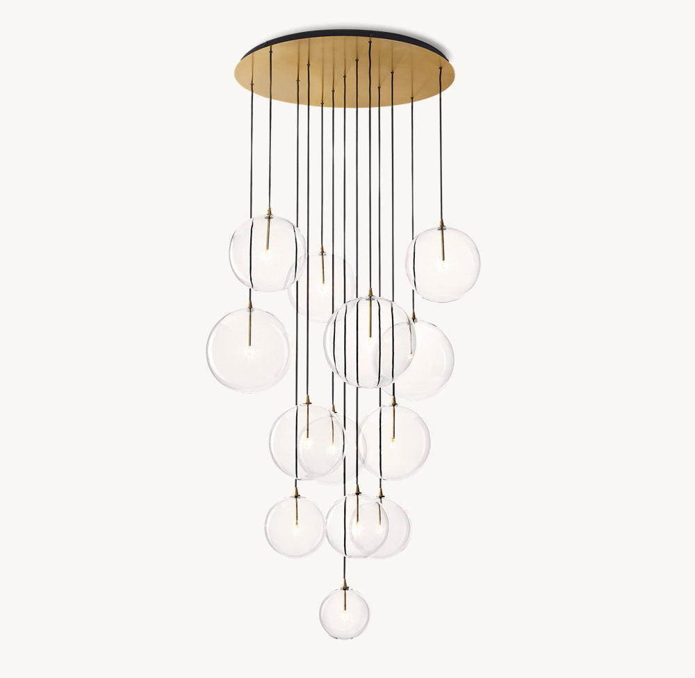 GLASS GLOBE MOBILE CLUSTER CHANDELIER 44"