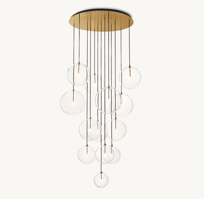 GLASS GLOBE MOBILE CLUSTER CHANDELIER 44"