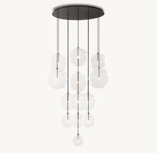GLASS GLOBE MOBILE CLUSTER CHANDELIER 44"
