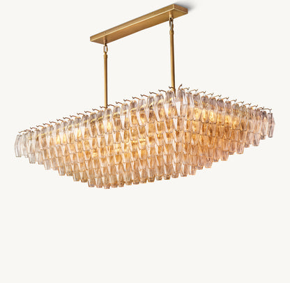 CHIARA CLEAR GLASS TIERED RECTANGULAR CHANDELIER 54"