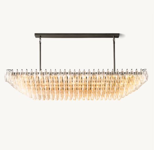 CHIARA CLEAR GLASS TIERED RECTANGULAR CHANDELIER 74"