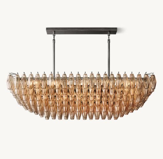 CHIARA SMOKE GLASS TIERED RECTANGULAR CHANDELIER 54"