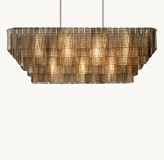 SIRENE SMOKE GLASS RECTANGULAR CHANDELIER 59"