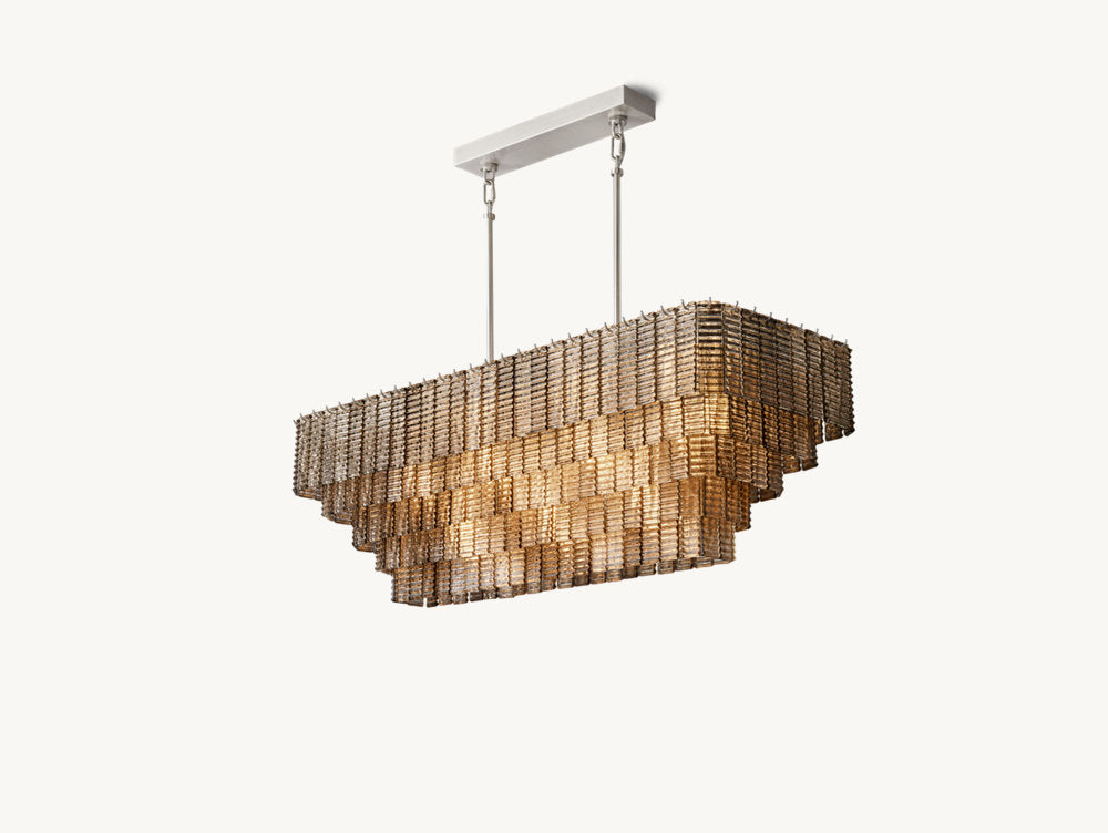 SIRENE SMOKE GLASS RECTANGULAR CHANDELIER 59"
