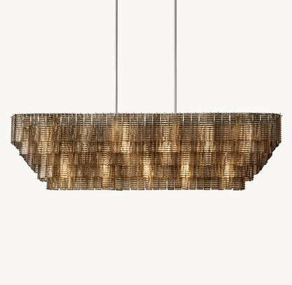 SIRENE SMOKE GLASS RECTANGULAR CHANDELIER 77"