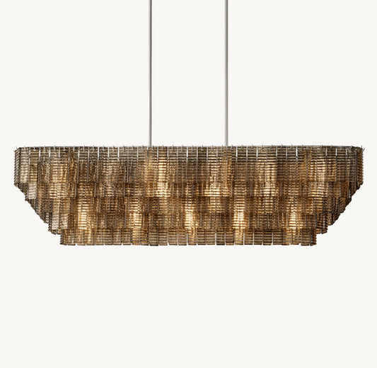 SIRENE SMOKE GLASS RECTANGULAR CHANDELIER 77"