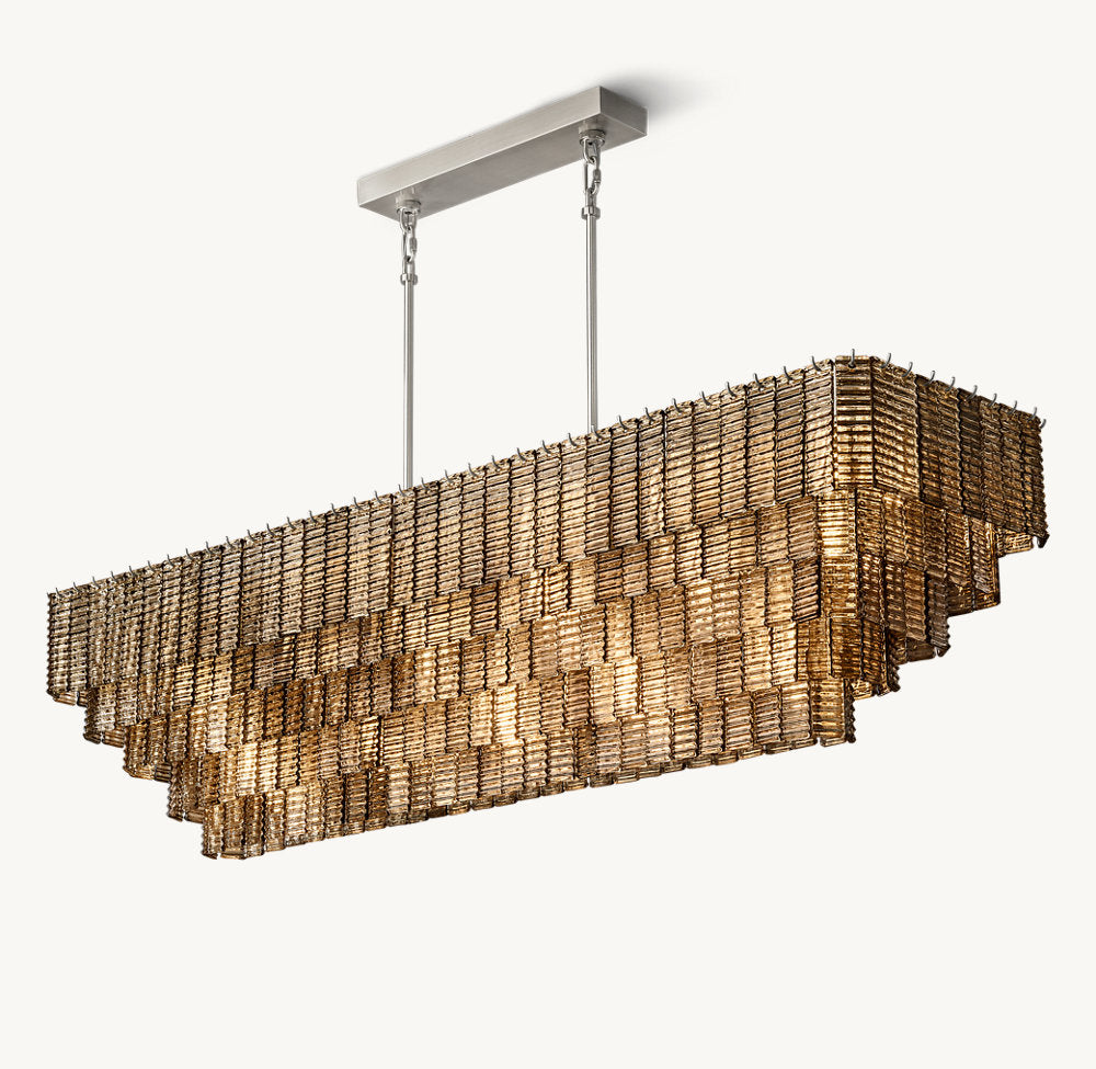 SIRENE SMOKE GLASS RECTANGULAR CHANDELIER 77"