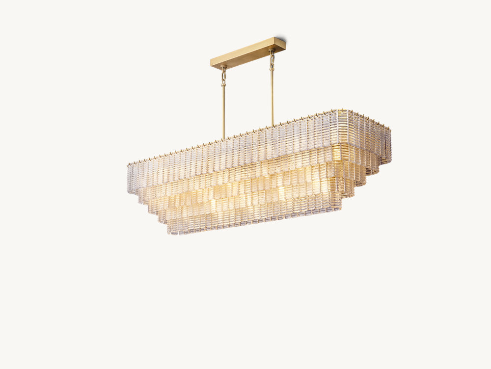 SIRENE CLEAR GLASS RECTANGULAR CHANDELIER 77"