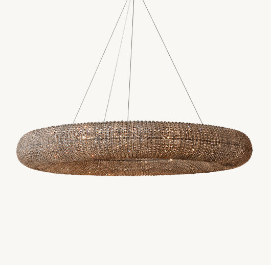CRYSTAL HALO SMOKE ROUND LED CHANDELIER 59"