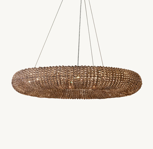 CRYSTAL HALO SMOKE ROUND LED CHANDELIER 41"