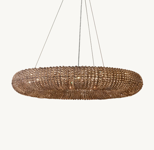 CRYSTAL HALO SMOKE ROUND LED CHANDELIER 41"