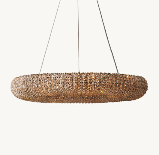 CRYSTAL HALO SMOKE ROUND LED CHANDELIER 32"