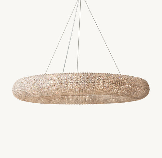 CRYSTAL HALO CLEAR ROUND LED CHANDELIER 59"