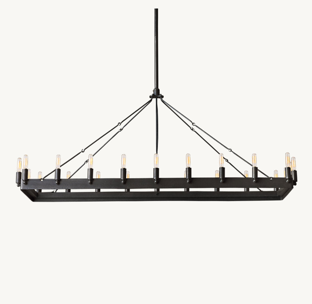 CAMINO VINTAGE CANDELABRA RECTANGULAR CHANDELIER 52"