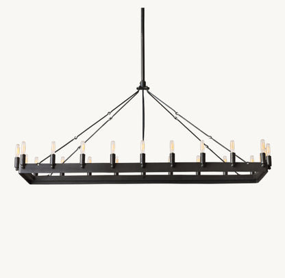 CAMINO VINTAGE CANDELABRA RECTANGULAR CHANDELIER 52"