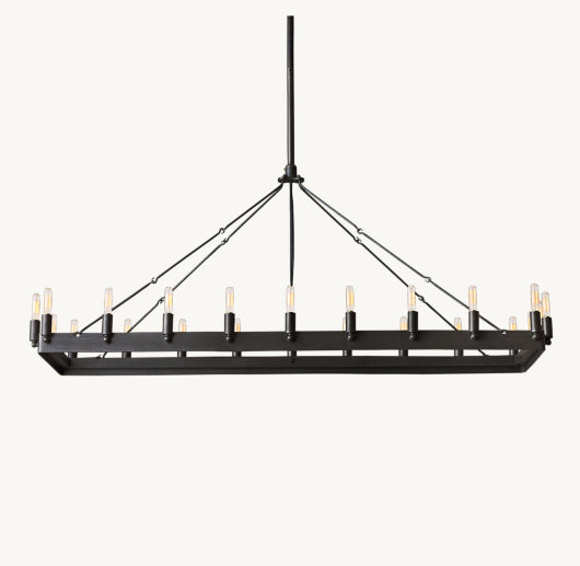 CAMINO VINTAGE CANDELABRA RECTANGULAR CHANDELIER 52"