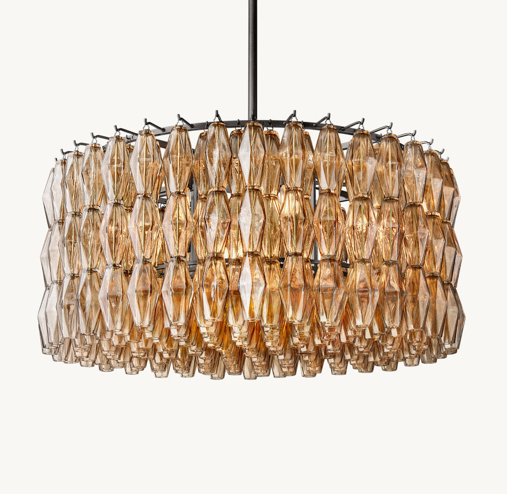 CHIARA SMOKE GLASS ROUND CHANDELIER 37"