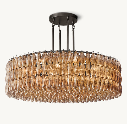 CHIARA SMOKE GLASS ROUND CHANDELIER 62"