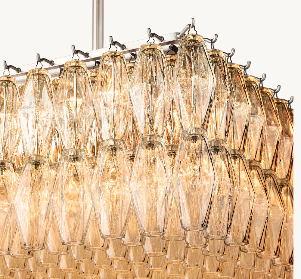 CHIARA CLEAR GLASS RECTANGULAR CHANDELIER 74"