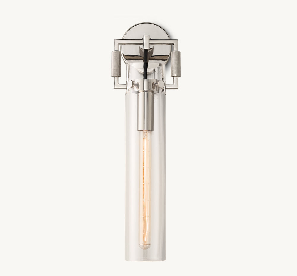 MACHINIST GLASS CYLINDER SCONCE 16"