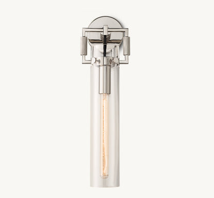 MACHINIST GLASS CYLINDER SCONCE 16"
