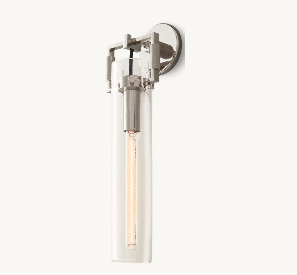 MACHINIST GLASS CYLINDER SCONCE 16"