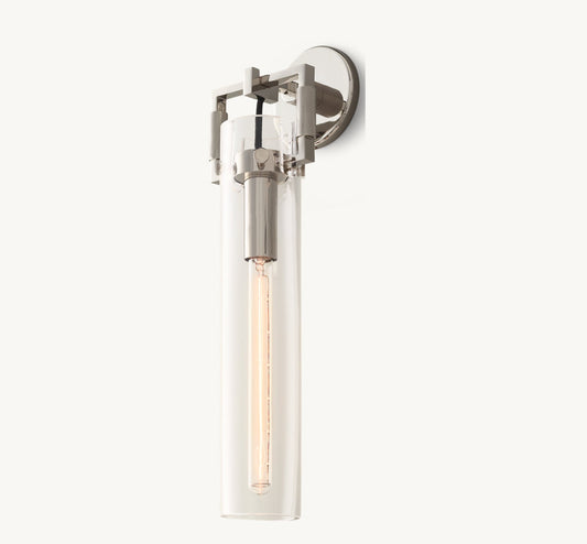 MACHINIST GLASS CYLINDER SCONCE 16"