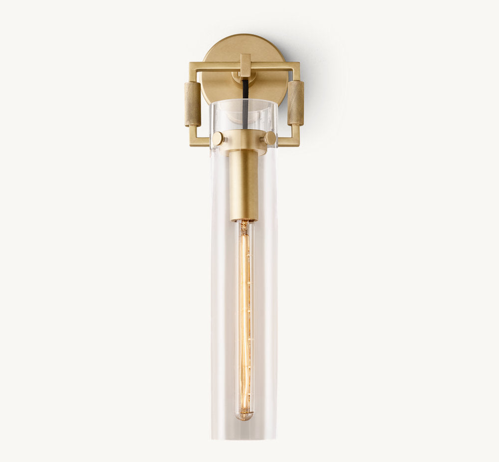 MACHINIST GLASS CYLINDER SCONCE 16"