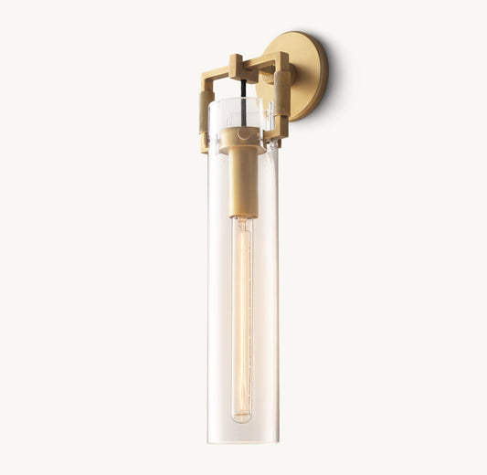 MACHINIST GLASS CYLINDER SCONCE 16"