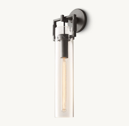 MACHINIST GLASS CYLINDER SCONCE 16"
