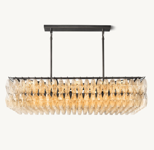 CHIARA CLEAR GLASS RECTANGULAR CHANDELIER 54"