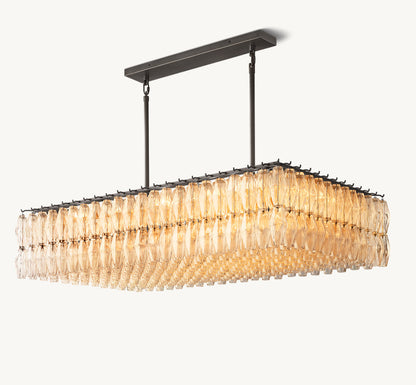CHIARA CLEAR GLASS RECTANGULAR CHANDELIER 54"