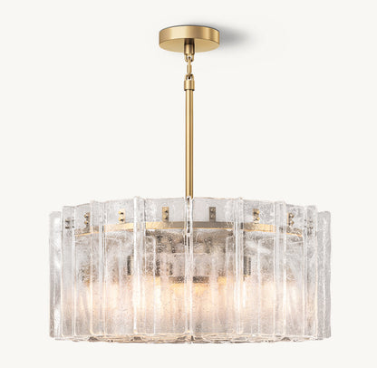 LATTICE CLEAR GLASS ROUND CHANDELIER 37"